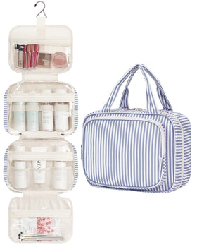 Narwey Striped Hanging Toiletry Bag interior with mesh pockets for tidy organization