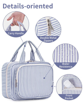 Narwey Striped Hanging Toiletry Bag padded fabric offers soft touch and durability