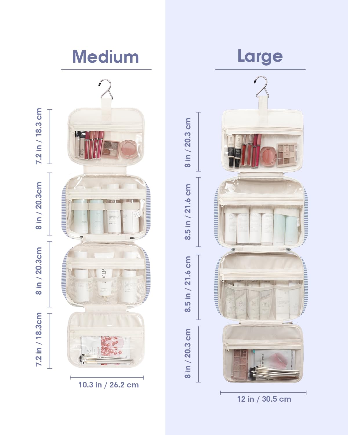 Narwey Striped Hanging Toiletry Bag water-resistant exterior and lining protect belongings