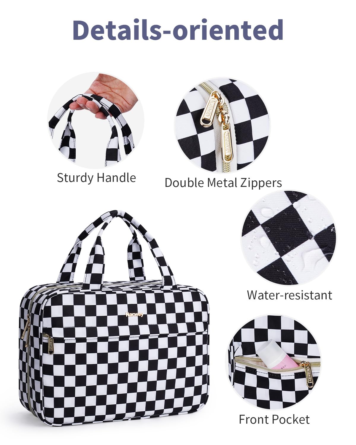 Narwey durable fabric with water-resistant exterior for trips