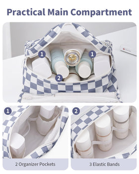Narwey toiletry bag showing clear PVC pocket for organized storage.