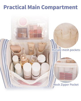 Narwey toiletry bag interior mesh pockets help separate items and improve visibility.