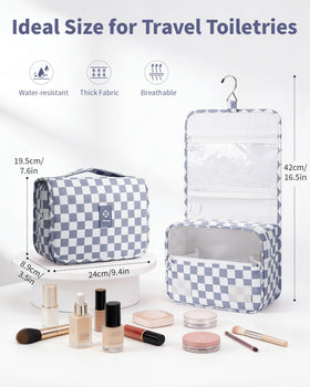 Narwey hanging toiletry bag with roomy main compartment for larger items.