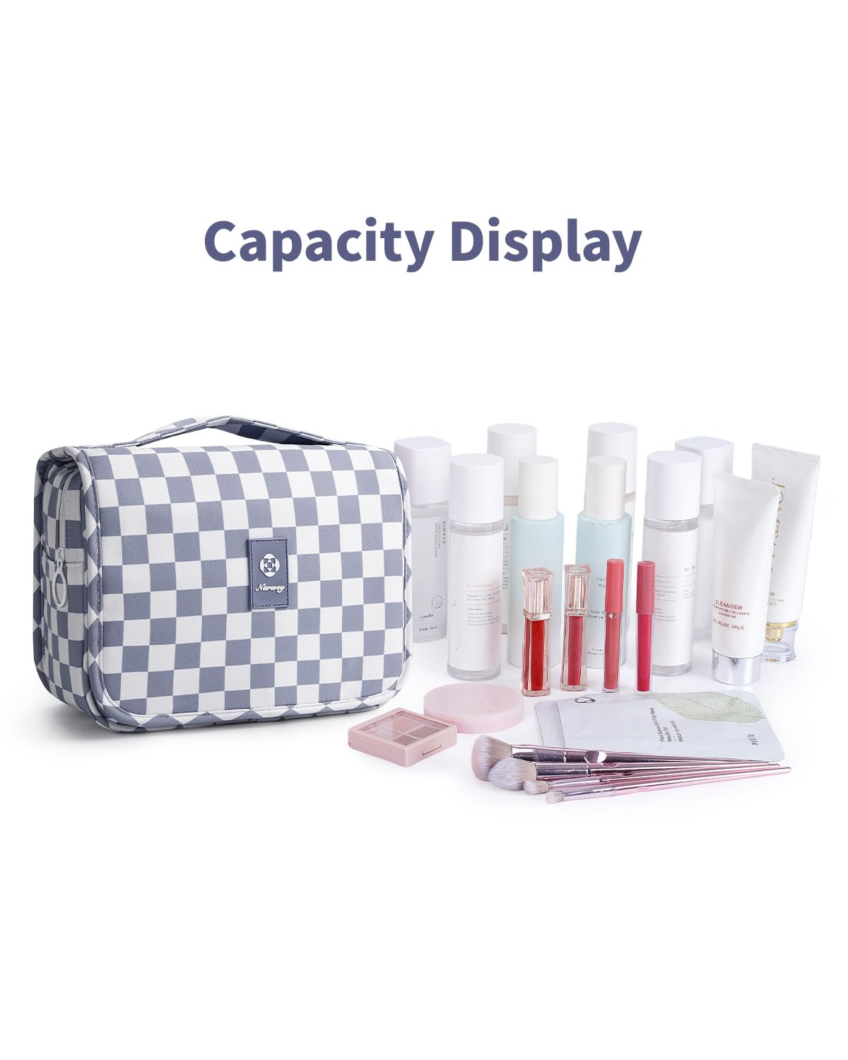 Narwey water-resistant toiletry bag protects contents during travel.