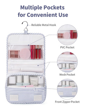 Narwey travel makeup bag with interior compartments keeps larger items organized on the go.