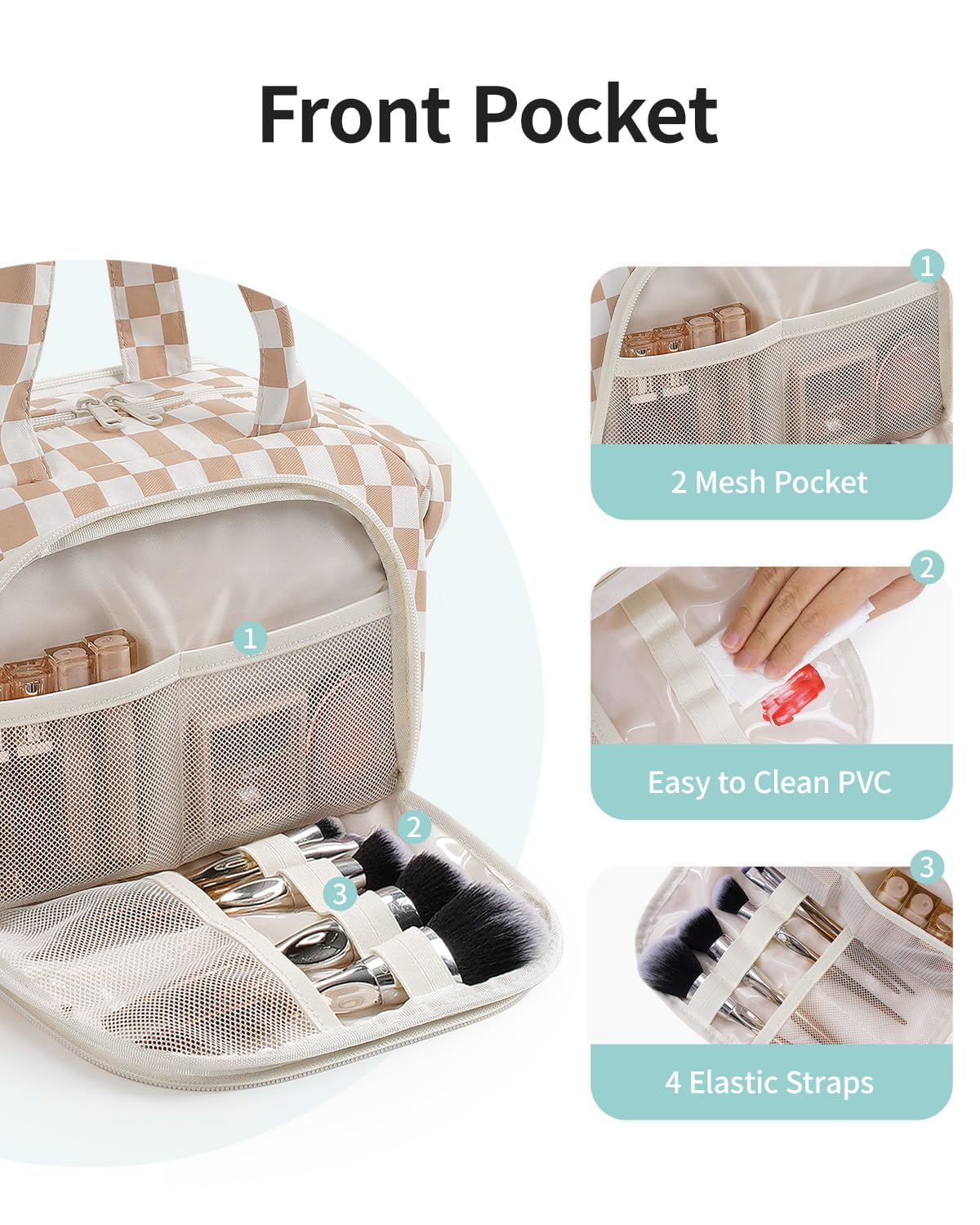 Narwey travel bag back PVC pocket protects belongings from leaks and moisture.