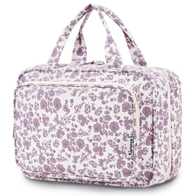 Narwey travel toiletry bag in dusty pink flower large hanging on a hook for easy access