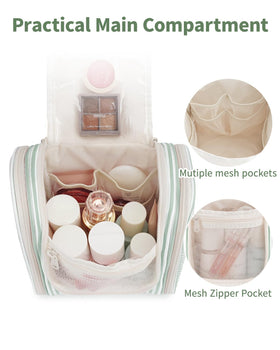 Narwey mint striped toiletry bag main compartment for travel essentials
