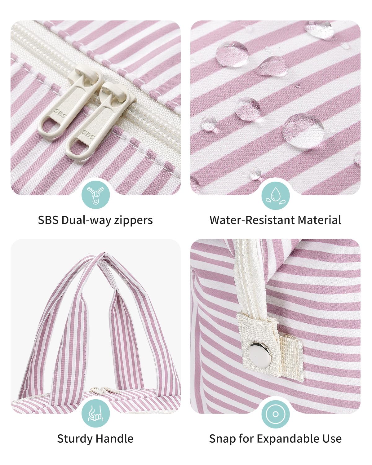 Narwey sturdy handles and two-way zippers for easy travel