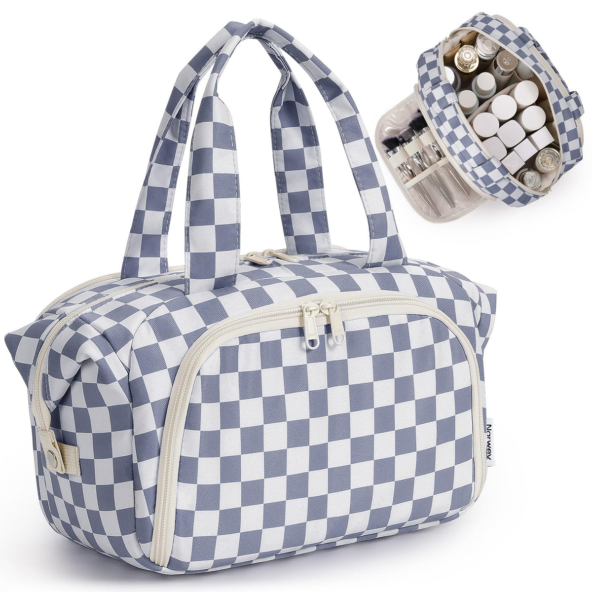 Narwey travel toiletry bag wide-open main compartment for quick access