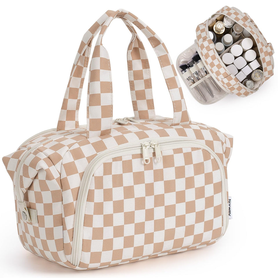 Narwey Travel Toiletry Bag wide-open main compartment for quick access on the go.