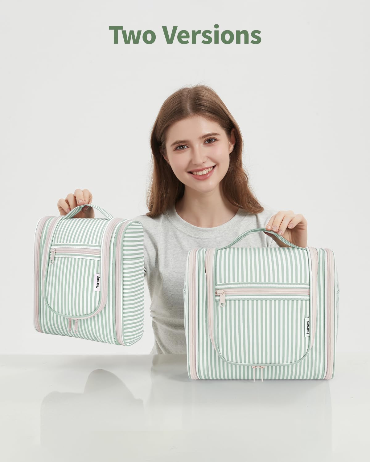 Narwey mint striped bag wide opening for quick access to items