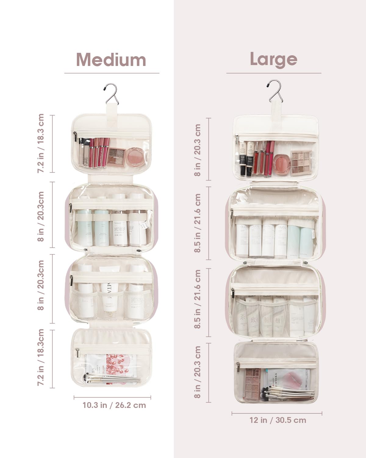 Narwey travel toiletry bag interior features mesh pockets to keep bottles upright