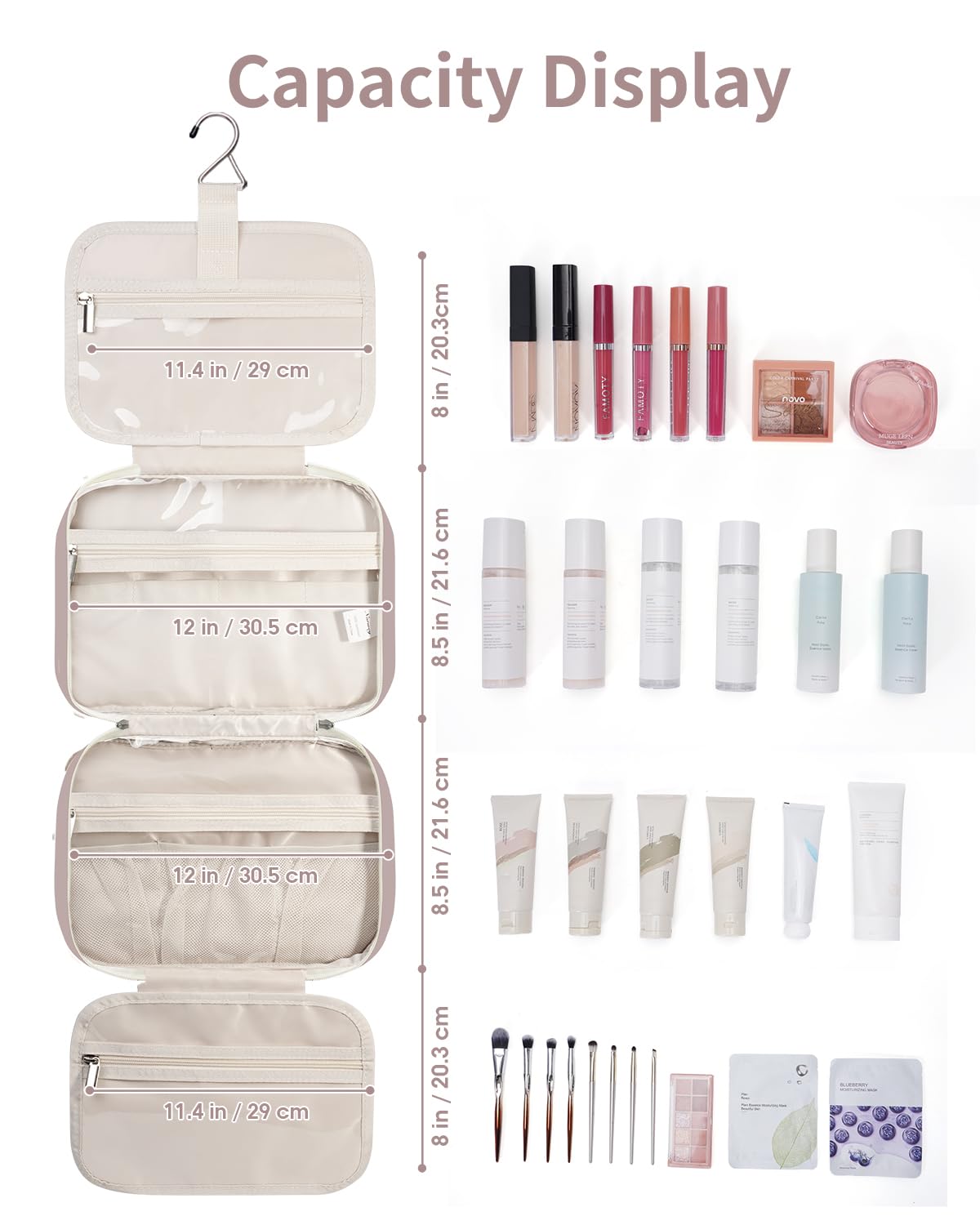 Narwey travel toiletry bag water-resistant exterior and interior for easy cleanup