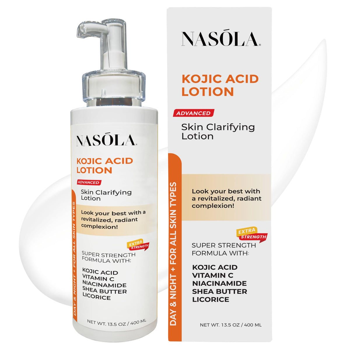 Nasola Kojic Acid Lotion bottle on a clean surface for even-toned skin