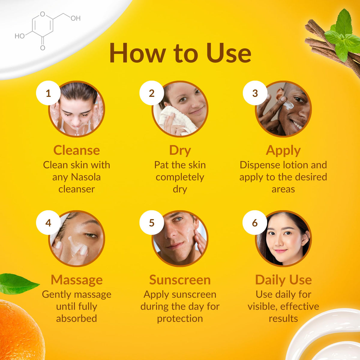 Nasola Kojic Acid Lotion applied to the face for everyday hydration