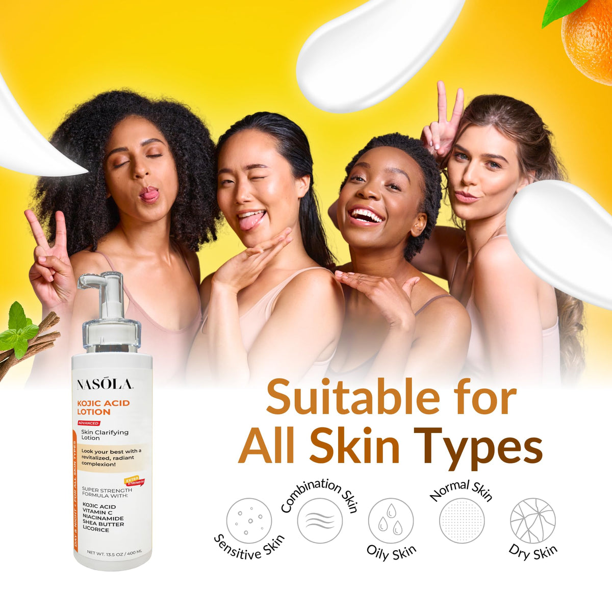 Nasola Kojic Acid Lotion applied to forearm demonstrates quick absorption