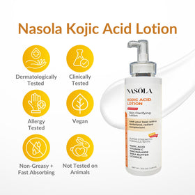 Nasola Kojic Acid Lotion pump packaging detail highlights easy dispensing