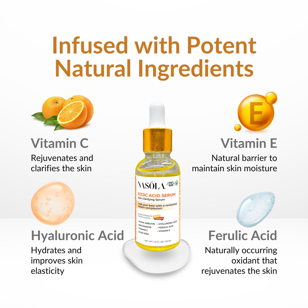 Nasola Kojic Serum applying to face emphasizes daily glow and balanced complexion.