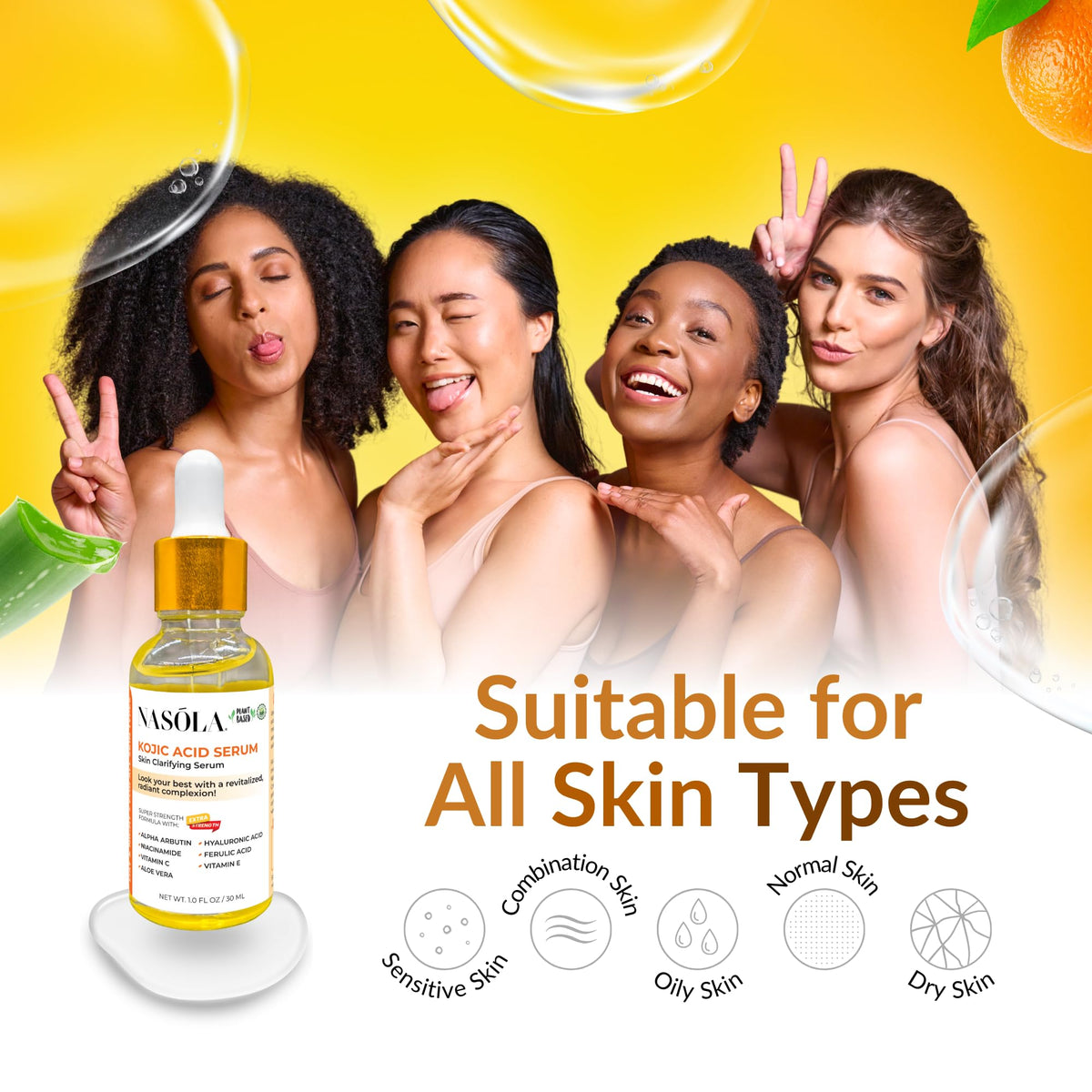 Nasola Kojic Serum ambient-lit shot highlights easy, non-greasy hydration.