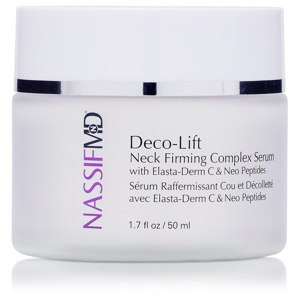 NassifMD Deco-Lift bottle pour for quick, controlled application to the neck and decollete