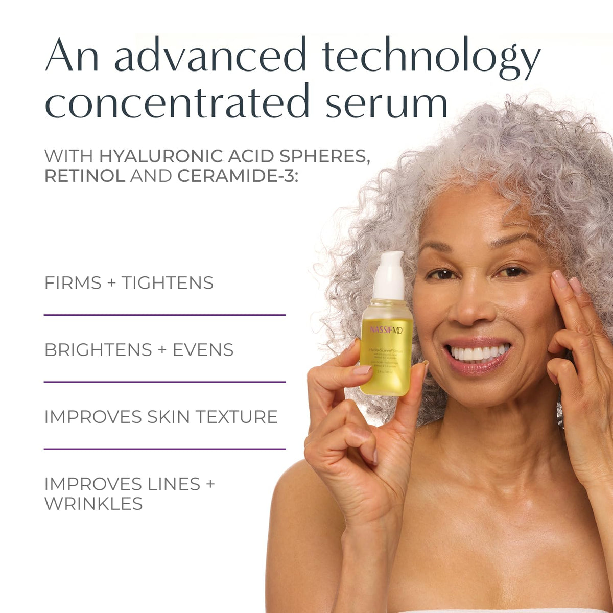NassifMD Hydro-Screen serums application routine image suggests layering before makeup