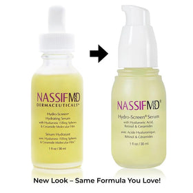 NassifMD Hydro-Screen serum dropper supports precise application for even tone