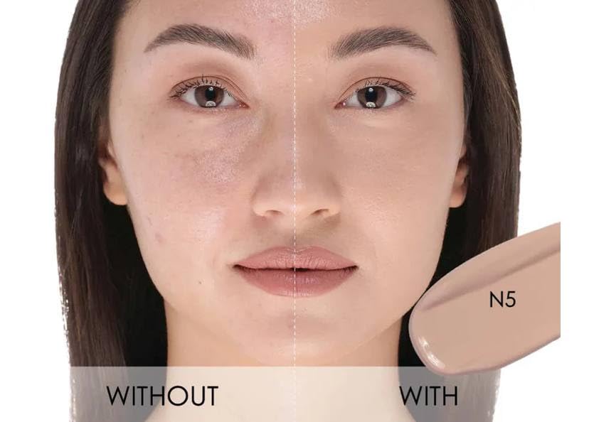 Close-up of Natasha Denona HY-GLAM Concealer N5 showing buildable coverage