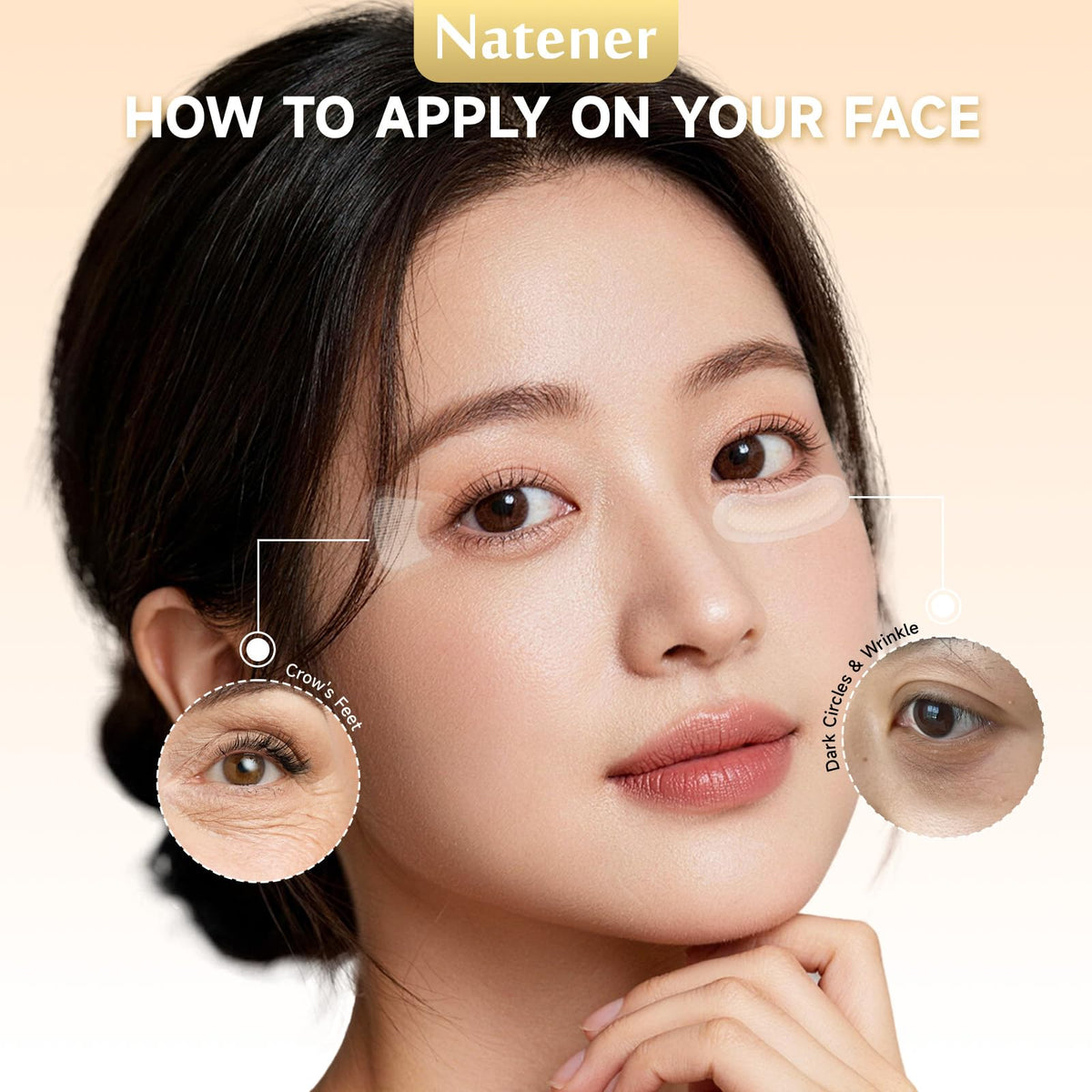 Natener PDRN kojic acid brightening action on the eye area.