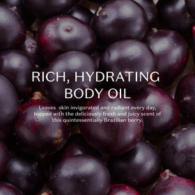 NATIVA SPA Acai Body Oil after-shower use nourishes damp skin.