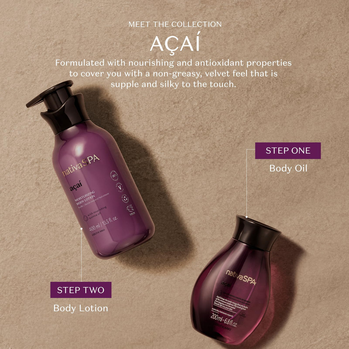 NATIVA SPA Acai Body Oil packaging on shelf communicates premium care.