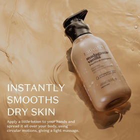 Label with Madagascar vanilla illustration highlighting premium fragrance.