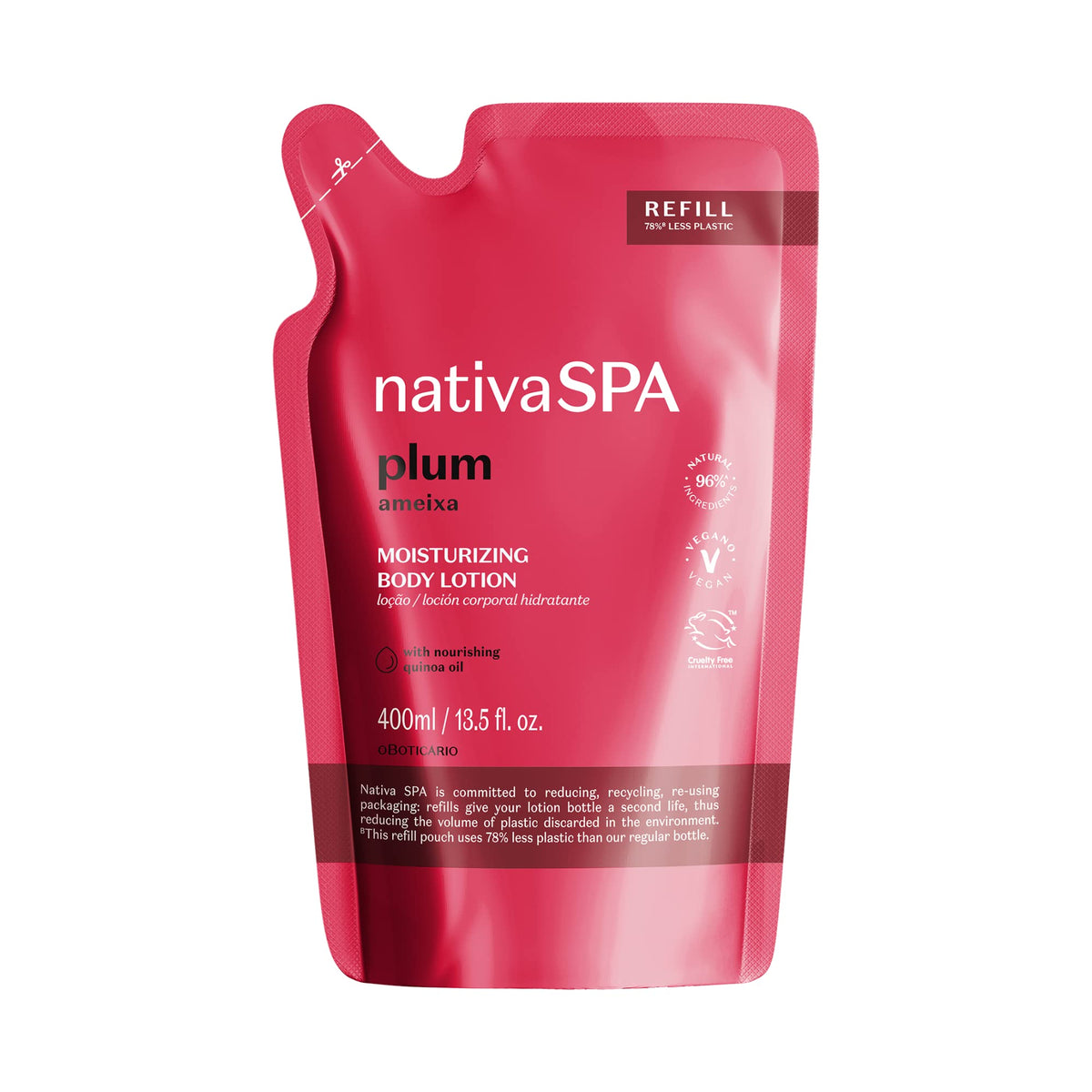 NATIVA SPA plum moisturizer refill bottle for daily hydration