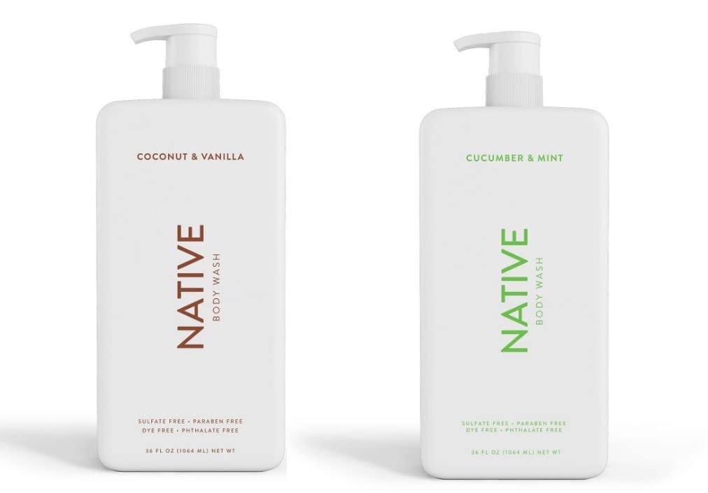Native Body Wash coconut-vanilla bottle pump for a refreshing cleanse