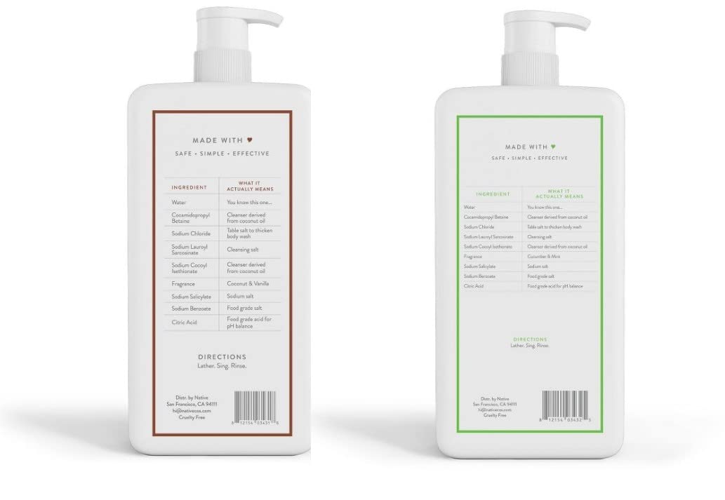 Native Body Wash cucumber-mint bottle pump for cooling, invigorating start