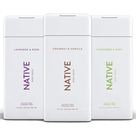 Native Body Wash cucumber mint bottle—refreshing cleanse with cooling aroma.