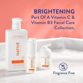 Native Brightening Facial Serum after-use glow showing hydrated skin.