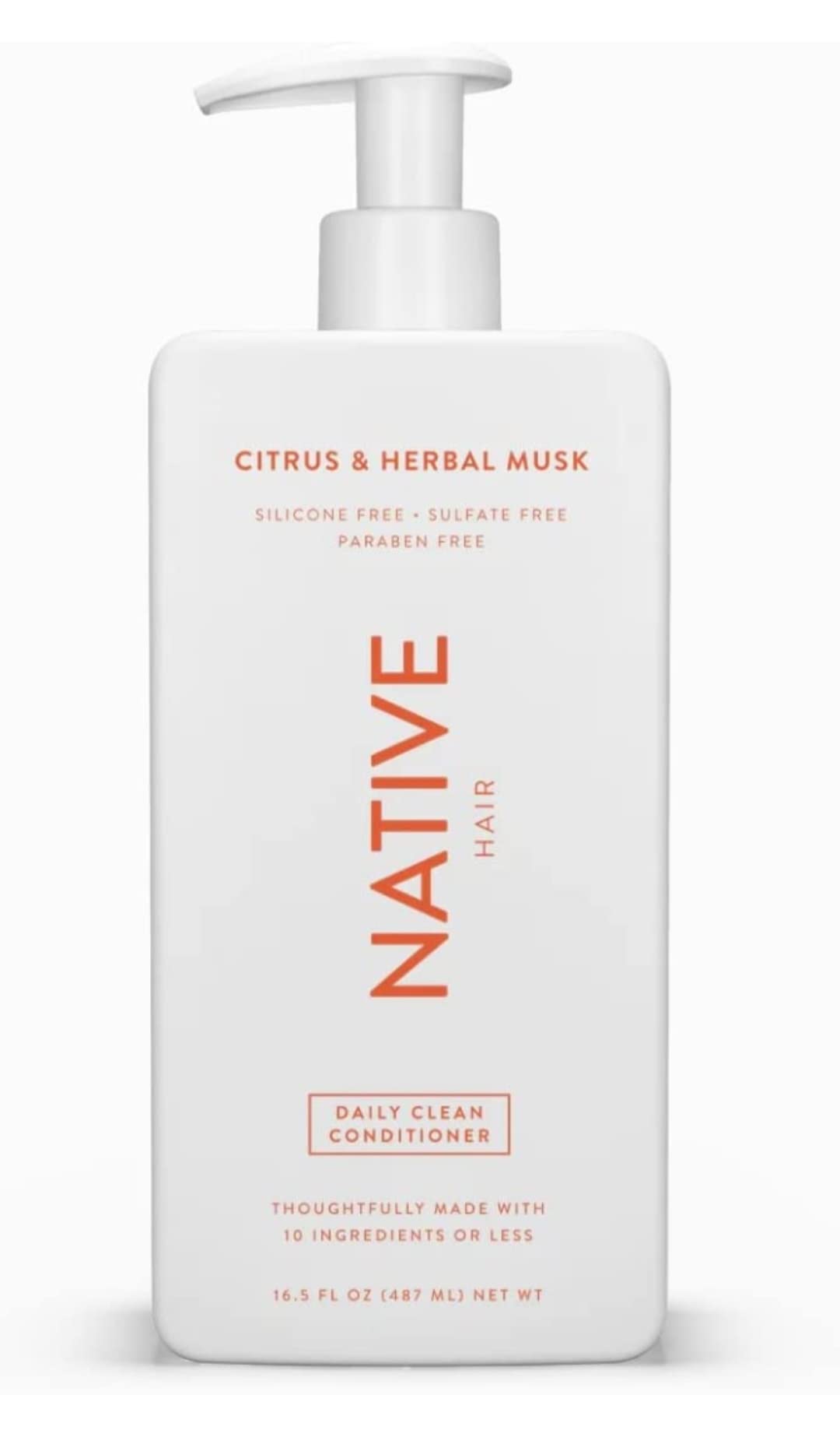 Native Citrus Herbal Musk shampoo ingredients list highlighting a sulfate-free formula