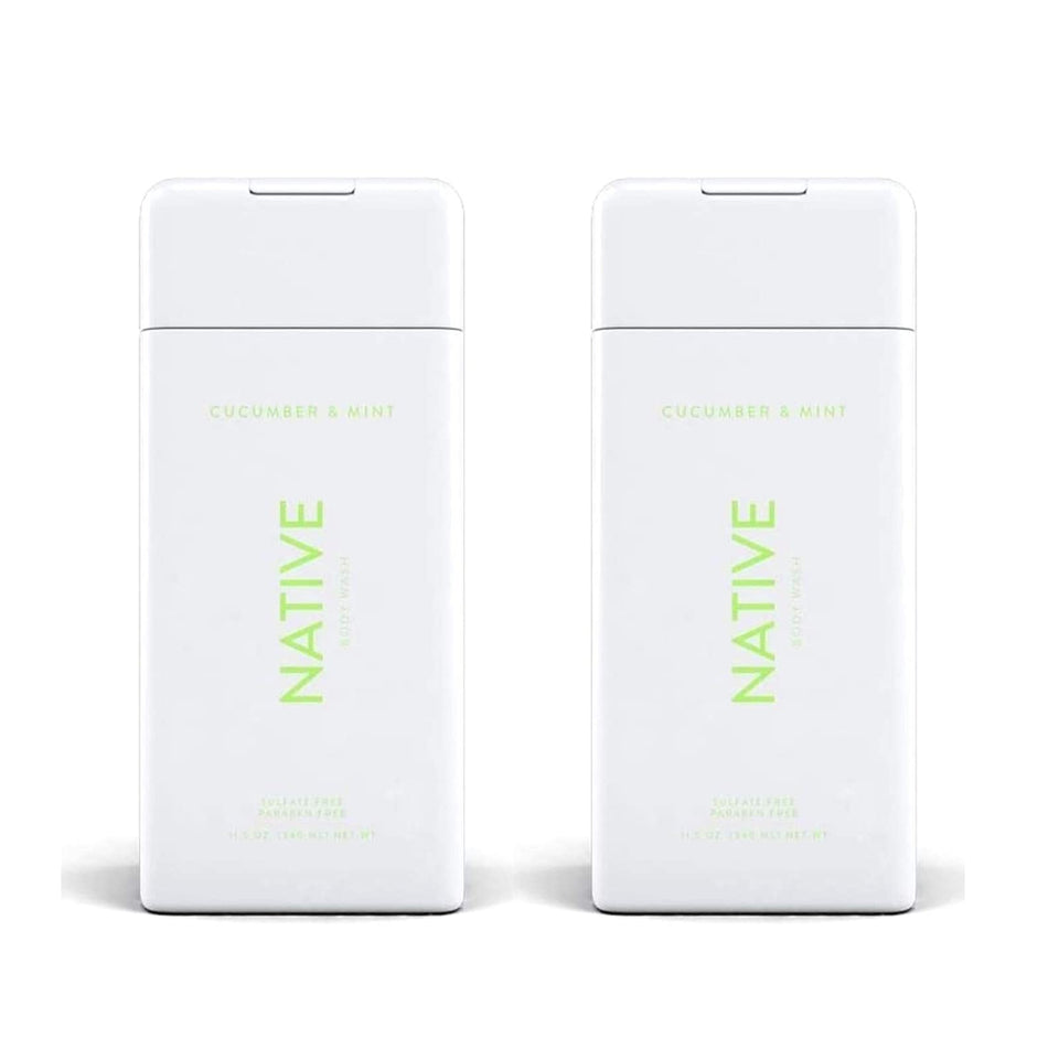 Native Cucumber and Mint Body Wash bottle setup for a refreshing shower routine.