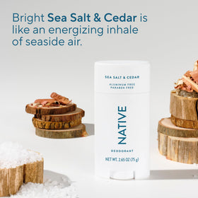 Native Deodorant with coconut oil and shea butter nourishes skin.