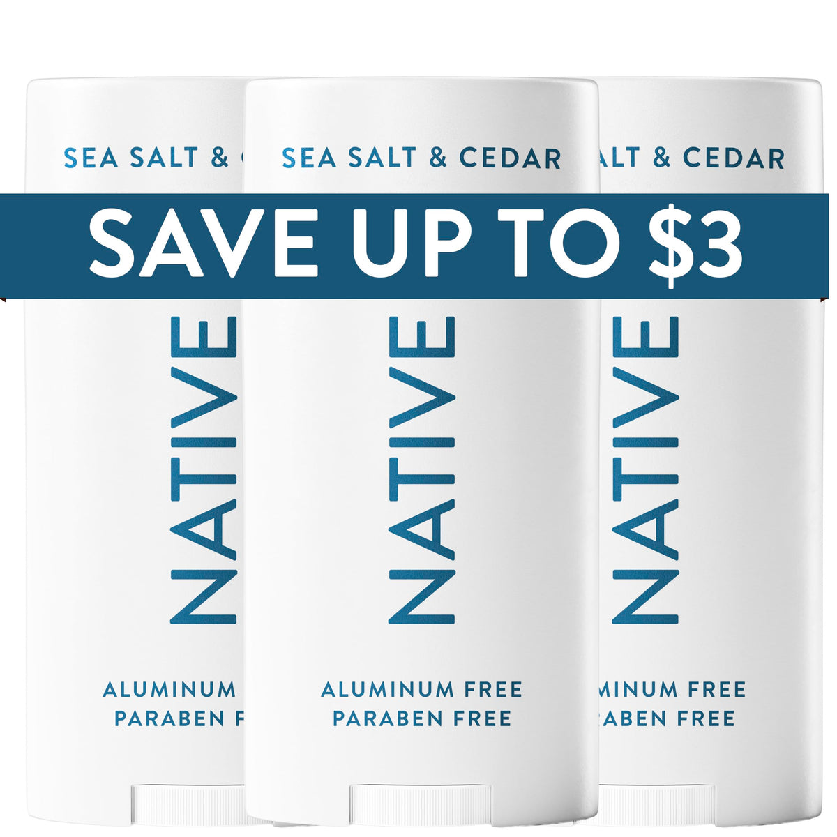 Native Deodorant Sea Salt Cedar Stick for quick, smooth application.