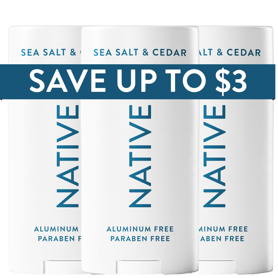 Native Deodorant Sea Salt Cedar Stick for quick, smooth application.
