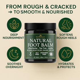 Natriglo Callus softener detail focuses on smoothing rough skin.