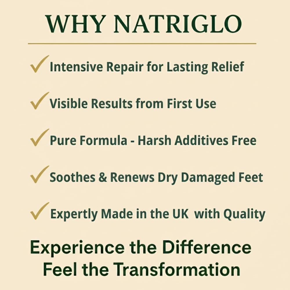 Natriglo Tea Tree Foot Balm packaging box communicates natural, plant-based care.