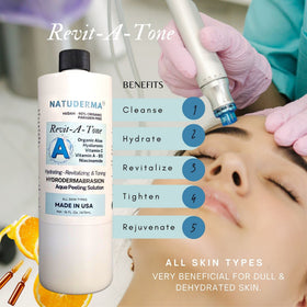 NATUDERMA Hydrodermabrasion Solution bottle with clear packaging for easy use