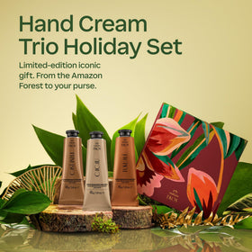 Natura acai cumaru hand creams on festive display implying natural care