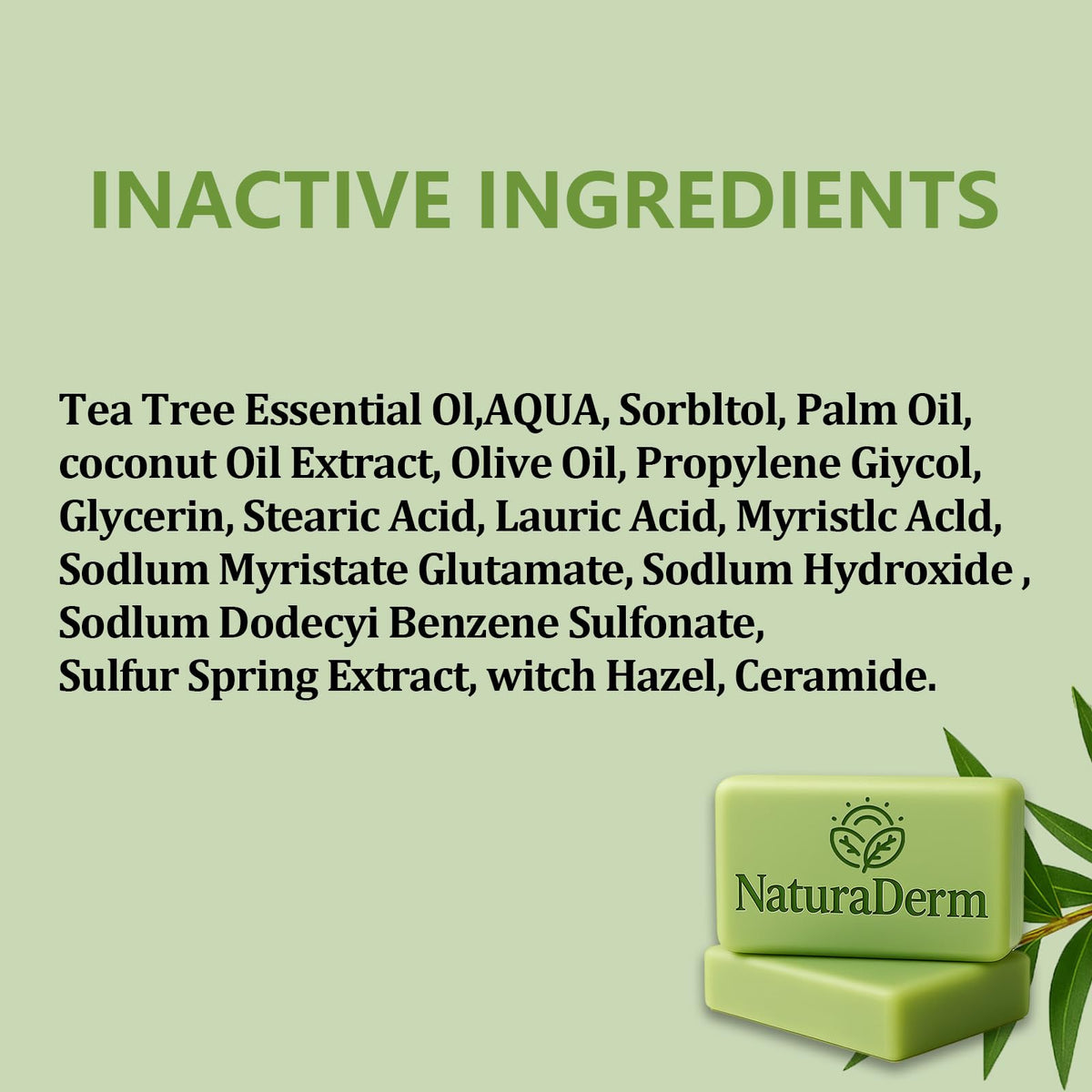 Natura Derm Tea Tree Oil Facial Soap application illustrates gentle cleansing for sensitive skin.