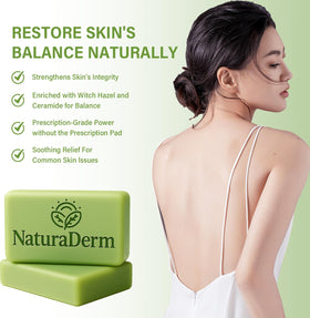 Natura Derm Tea Tree Oil Facial Soap foamy lather demonstrates refreshing cleanse for everyday care.