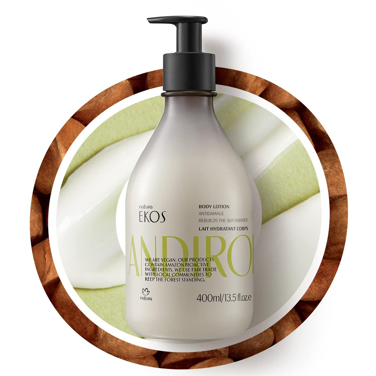 Natura Ekos Andiroba Restorative bottle for easy pump-based application