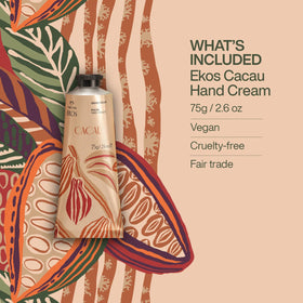 Natura Ekos Cacau hand cream on nails and cuticles, strengthening.